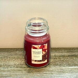 Yankee Candle Sparkling Cinnamon Candle Large Jar with Lid Red Cozy Homey New